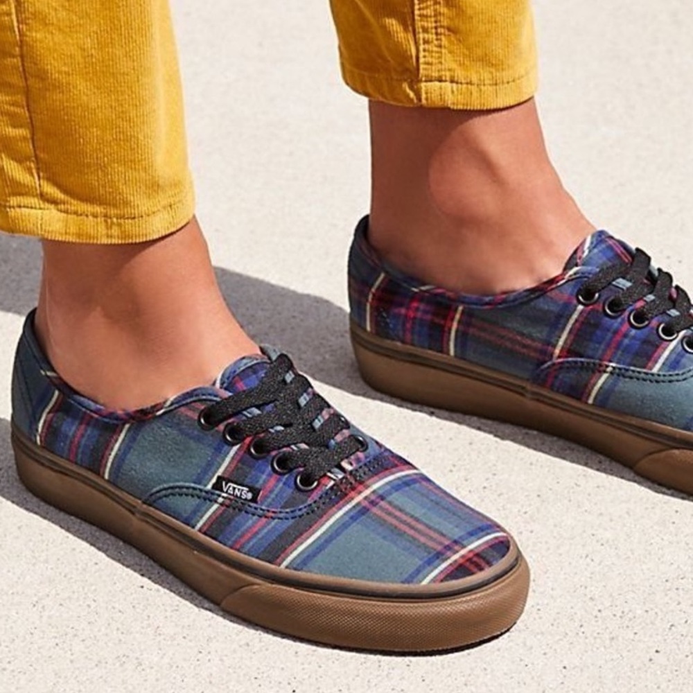 >Ⓜ️AUTHENTIC PLAID BLACK RED GREEN BLUE YELLO CLASSIC TARTAN GUM BRAND NEW VANS - Picture 3 of 15
